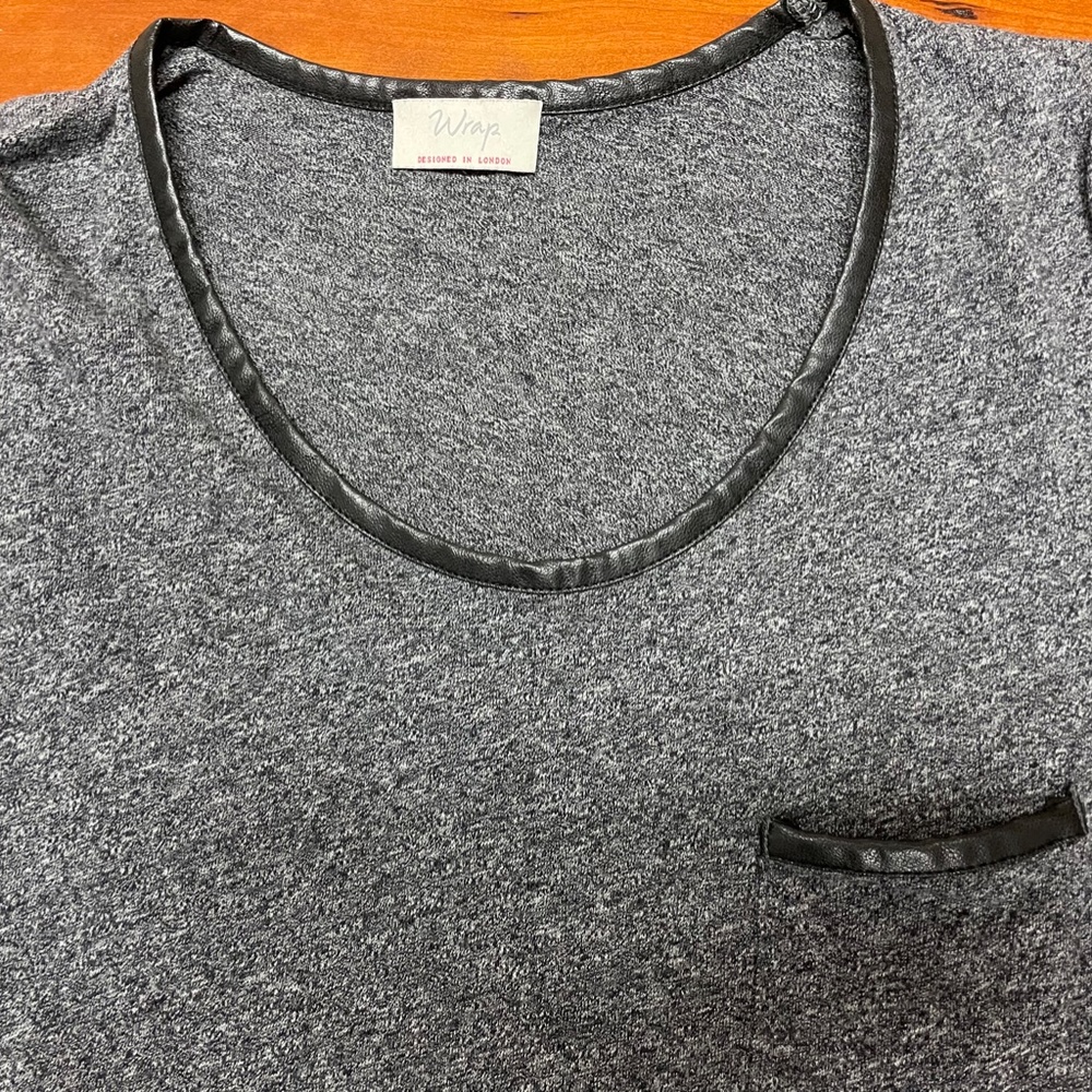 Wrap London Long sleeve top with leather detail